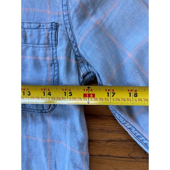 FAHERTY Light Blue Pink Check Button Up Tunic Shirt Dress Women's Size XS - Picture 8 of 9